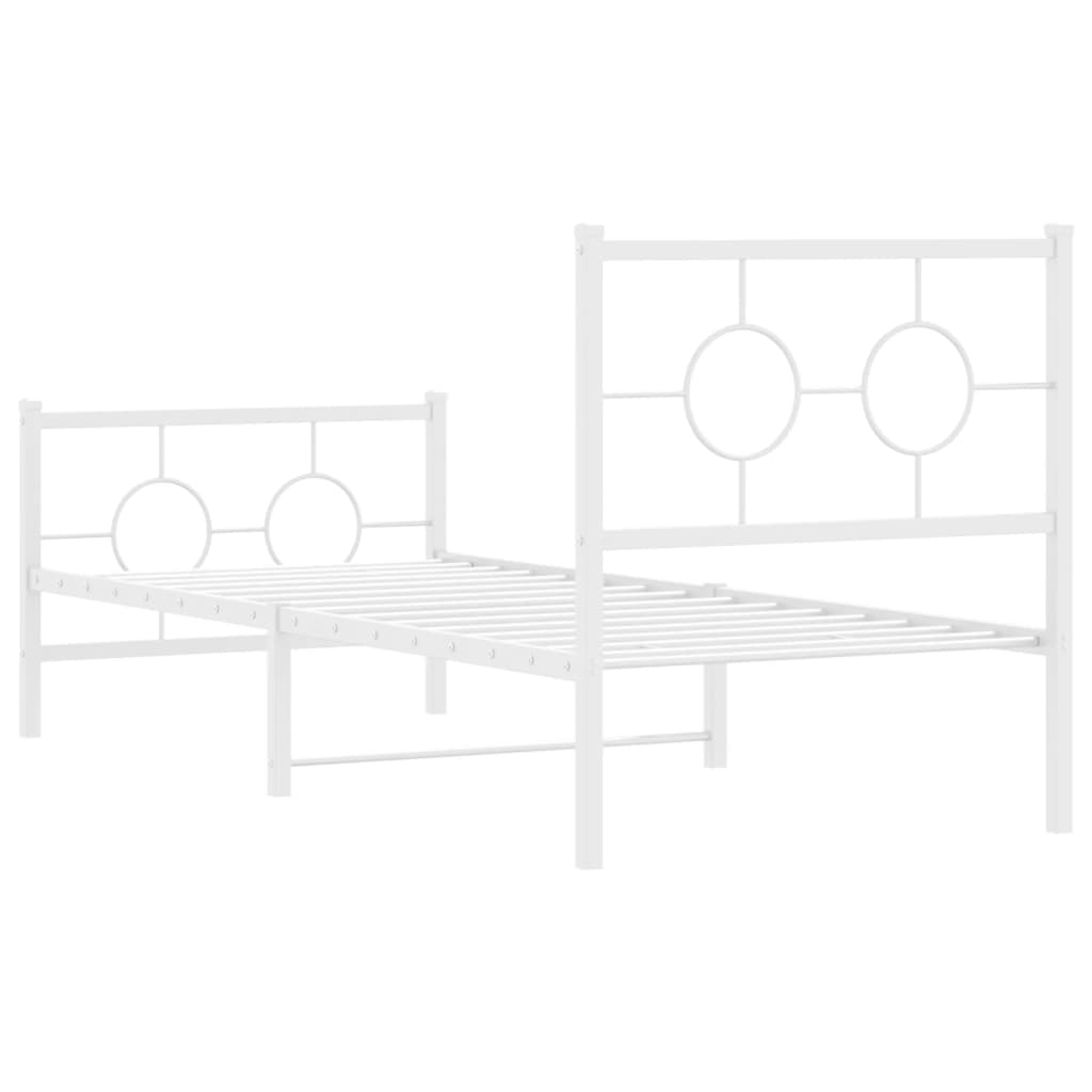 Estrutura de cama com cabeceira e pés 75x190 cm metal branco