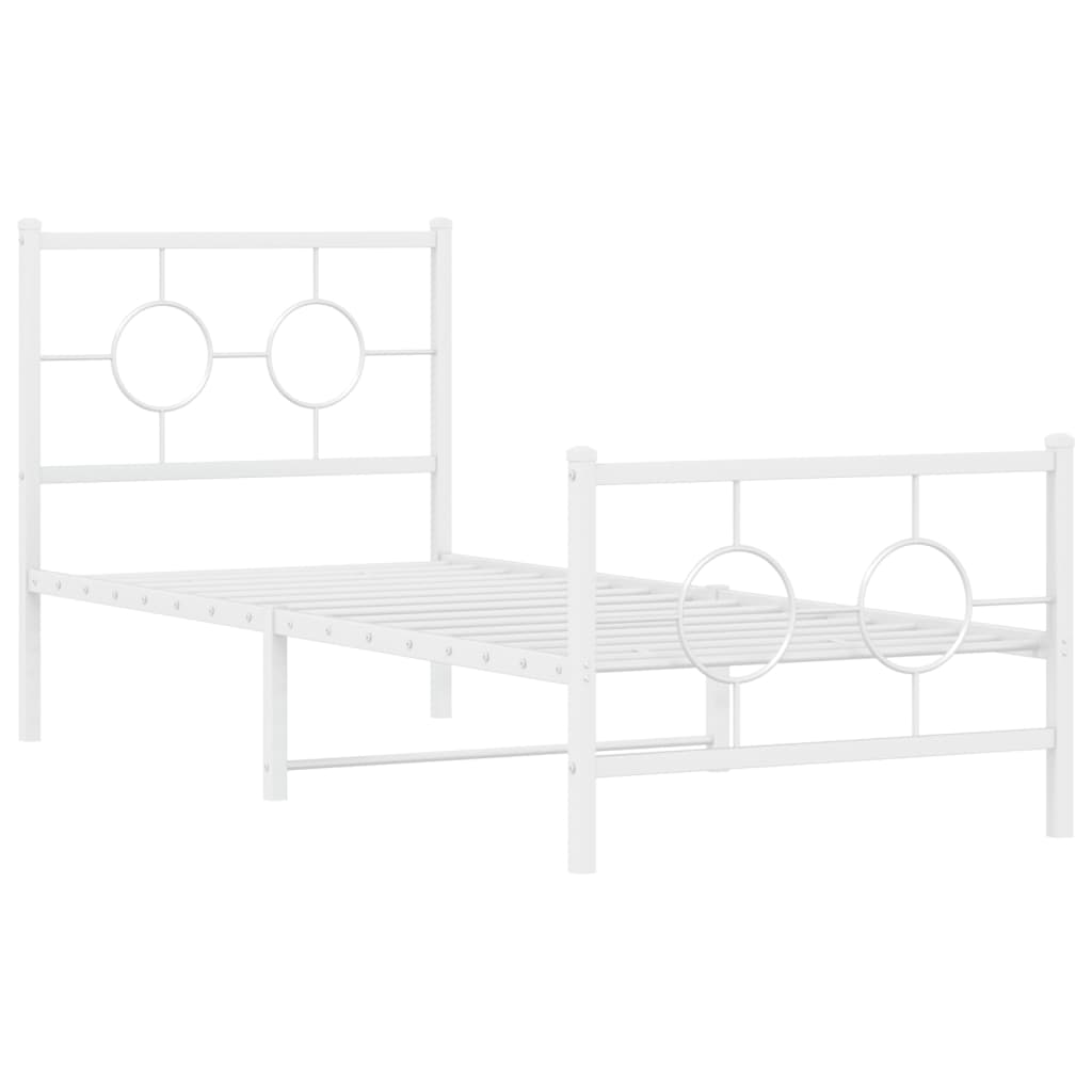 Estrutura de cama com cabeceira e pés 80x200 cm metal branco