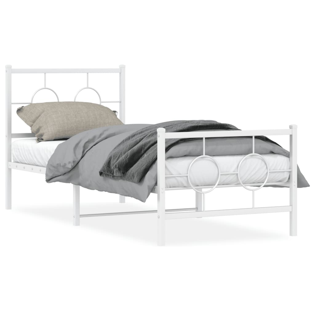 Estrutura de cama com cabeceira e pés 80x200 cm metal branco