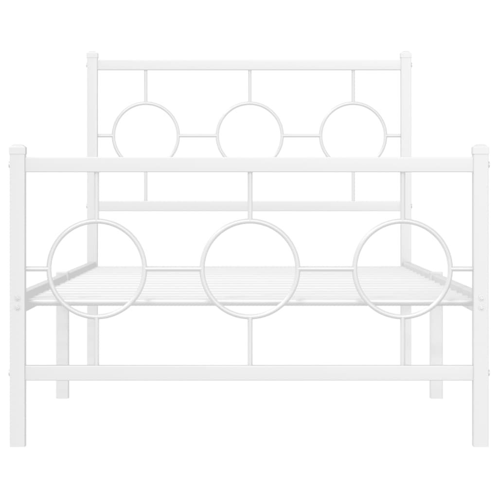 Estrutura de cama com cabeceira e pés 90x190 cm metal branco