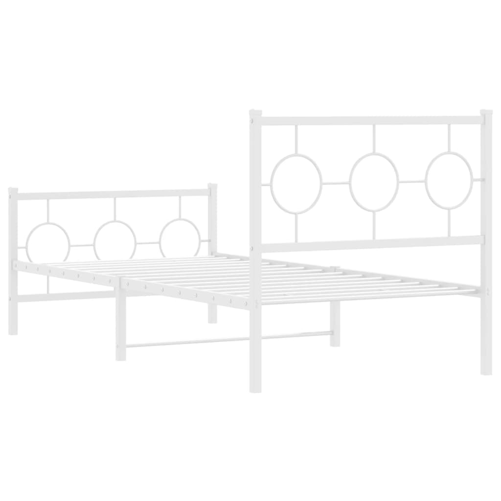 Estrutura de cama com cabeceira e pés 90x190 cm metal branco