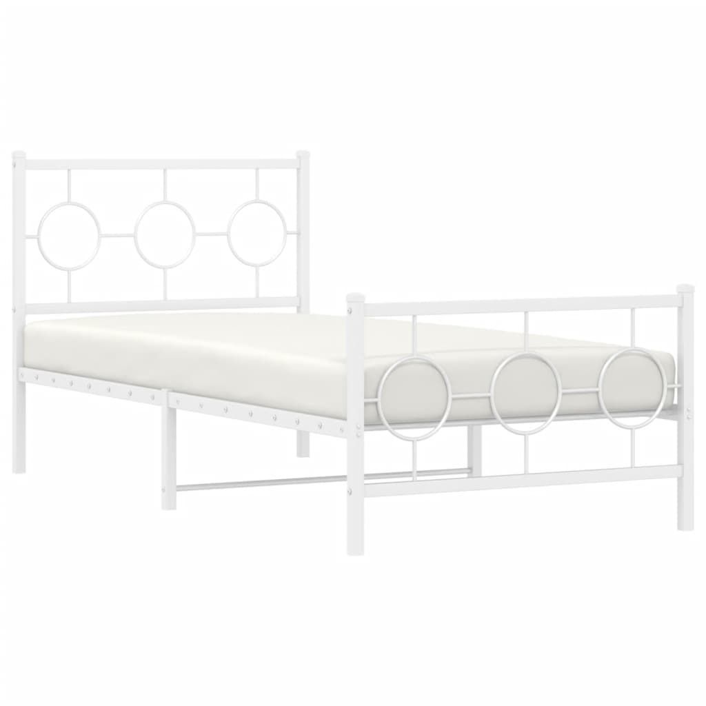 Estrutura de cama com cabeceira e pés 90x200 cm metal branco