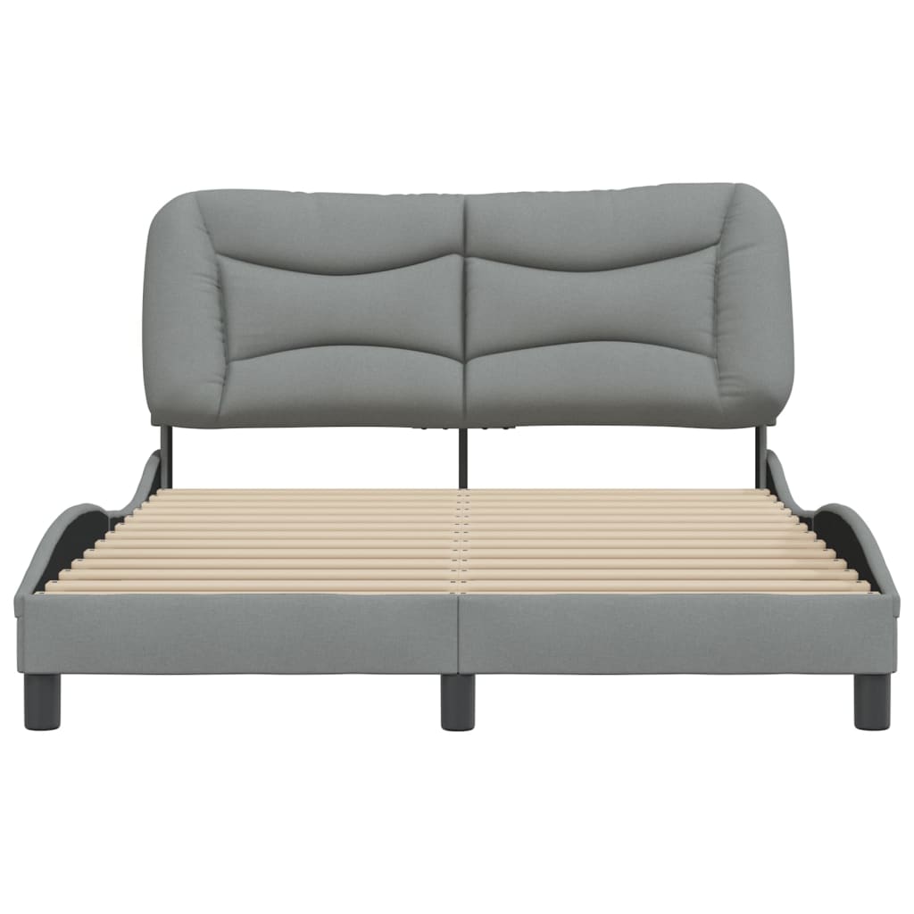 Estrutura de cama c/ cabeceira 140x190 cm tecido cinza-claro