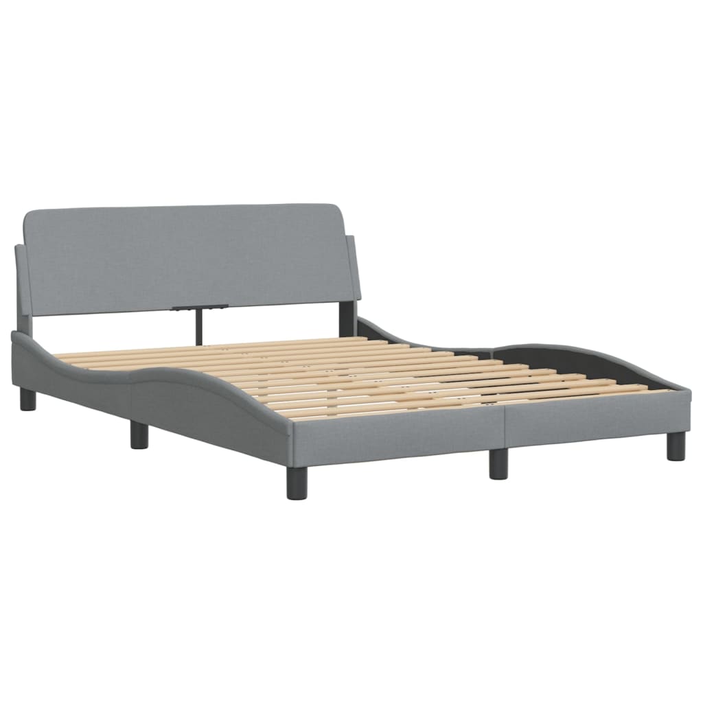 Estrutura de cama c/ cabeceira 140x190 cm tecido cinza-claro