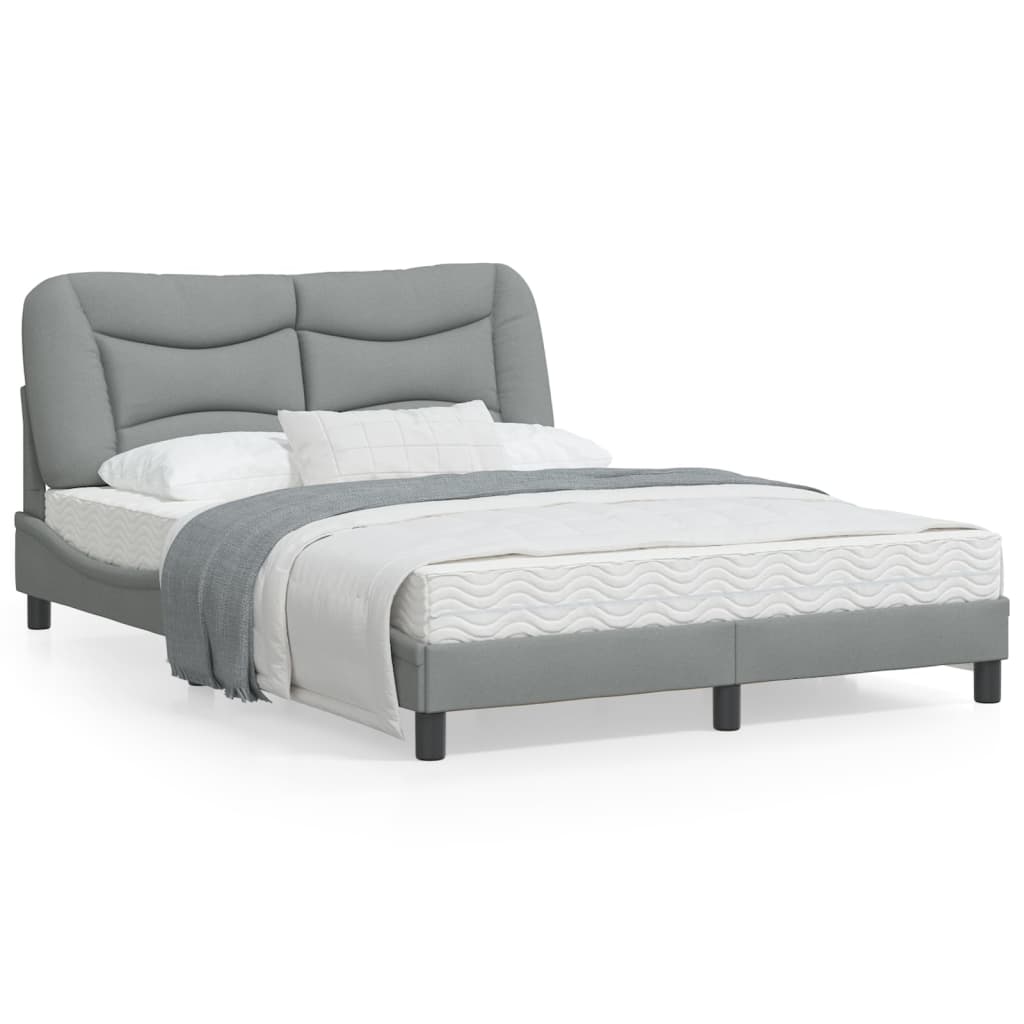 Estrutura de cama c/ cabeceira 140x190 cm tecido cinza-claro