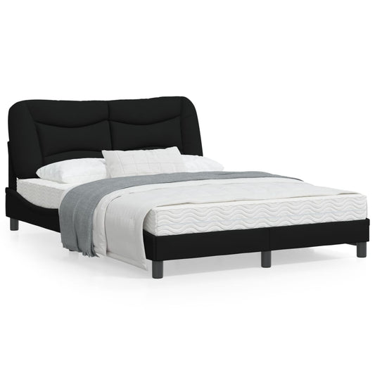 Estrutura de cama c/ cabeceira 140x190 cm tecido preto