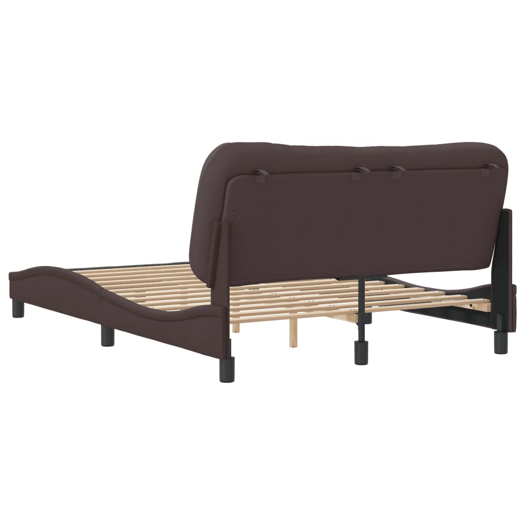 Estrutura de cama c/ cabeceira 140x190cm tecido castanho-escuro