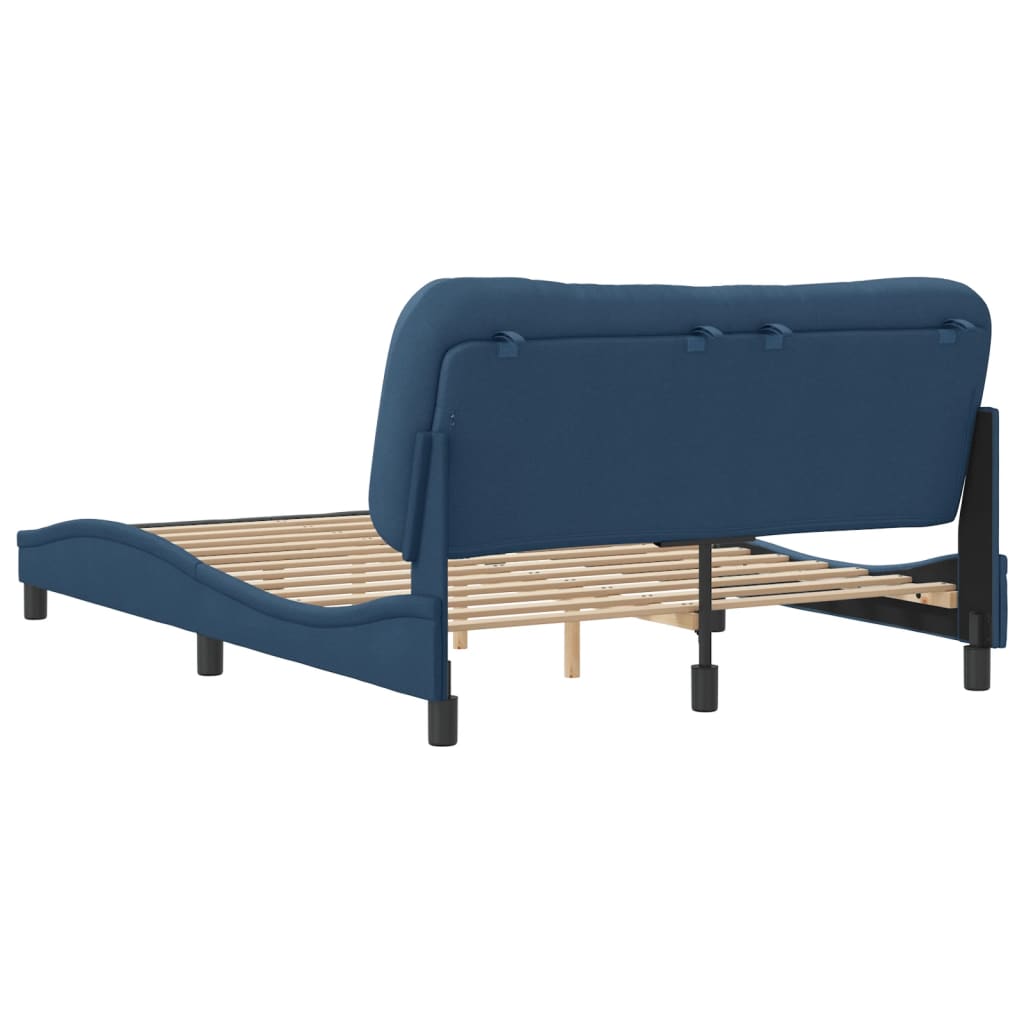 Estrutura de cama c/ cabeceira 140x190 cm tecido azul