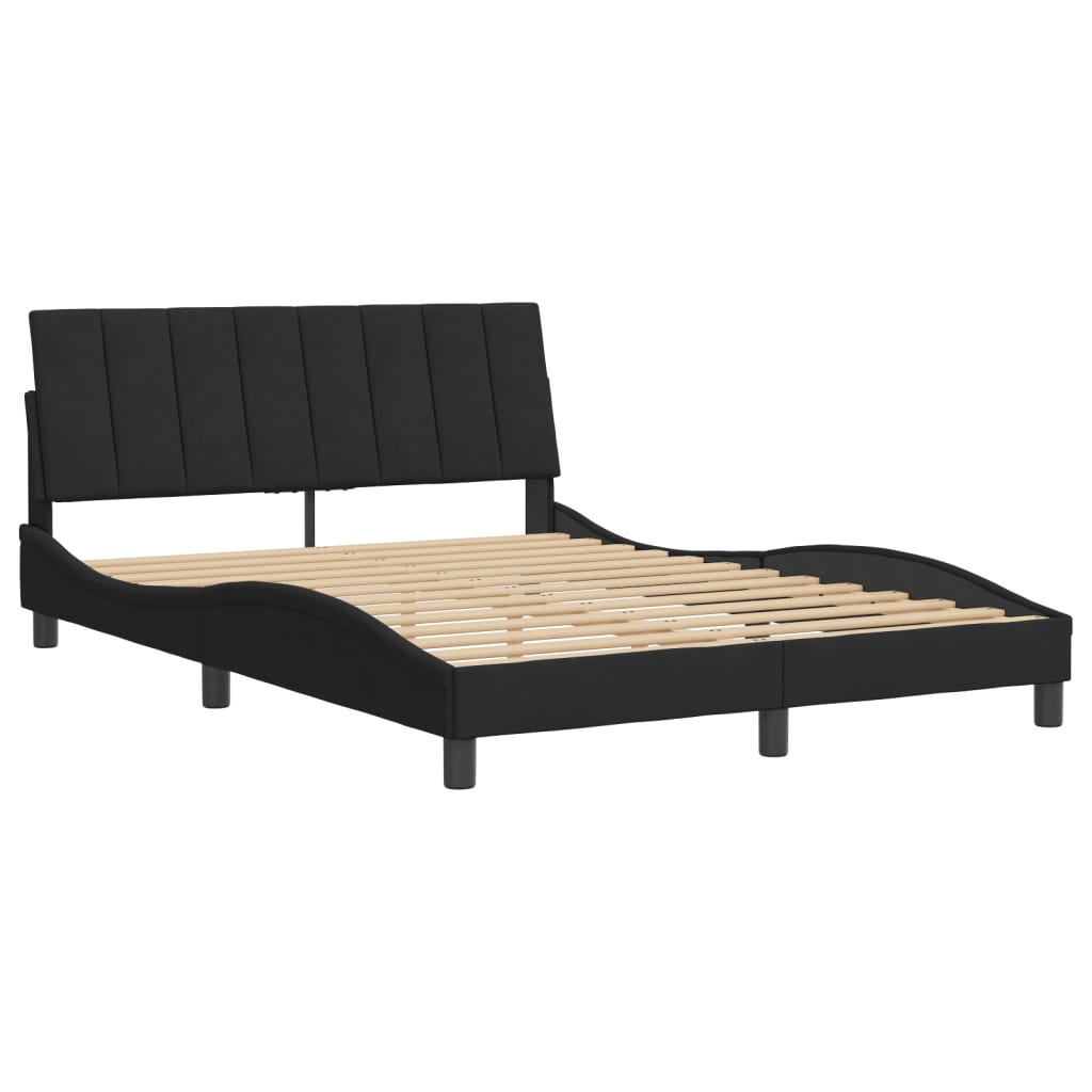 Estrutura de cama c/ cabeceira 140x190 cm veludo preto