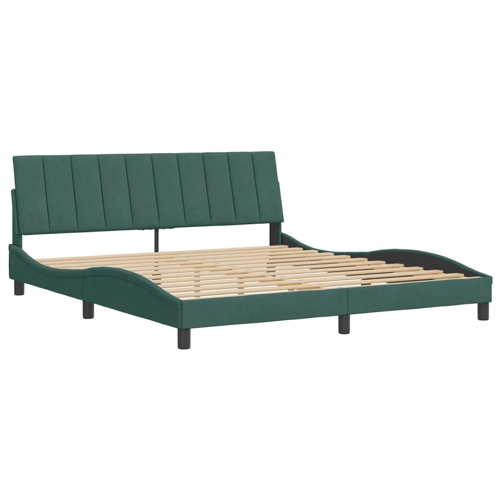 Estrutura de cama c/ cabeceira 180x200 cm veludo verde-escuro