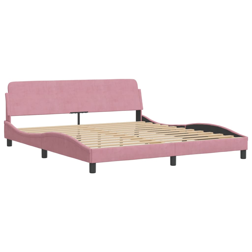 Estrutura de cama c/ cabeceira 180x200 cm veludo rosa