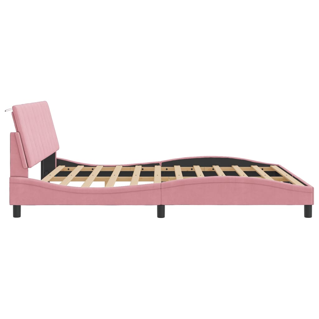 Estrutura de cama c/ cabeceira 180x200 cm veludo rosa