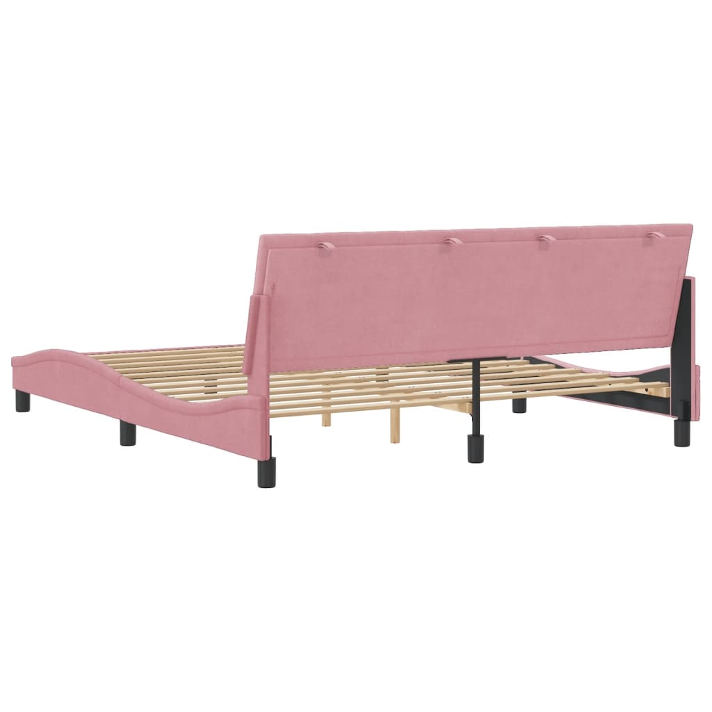 Estrutura de cama c/ cabeceira 180x200 cm veludo rosa