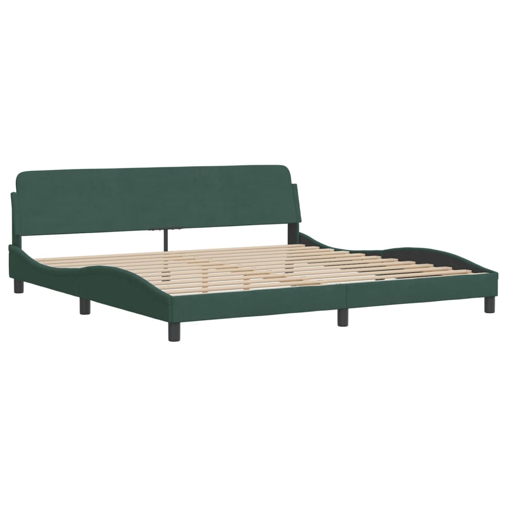 Estrutura de cama c/ cabeceira 200x200 cm veludo verde-escuro