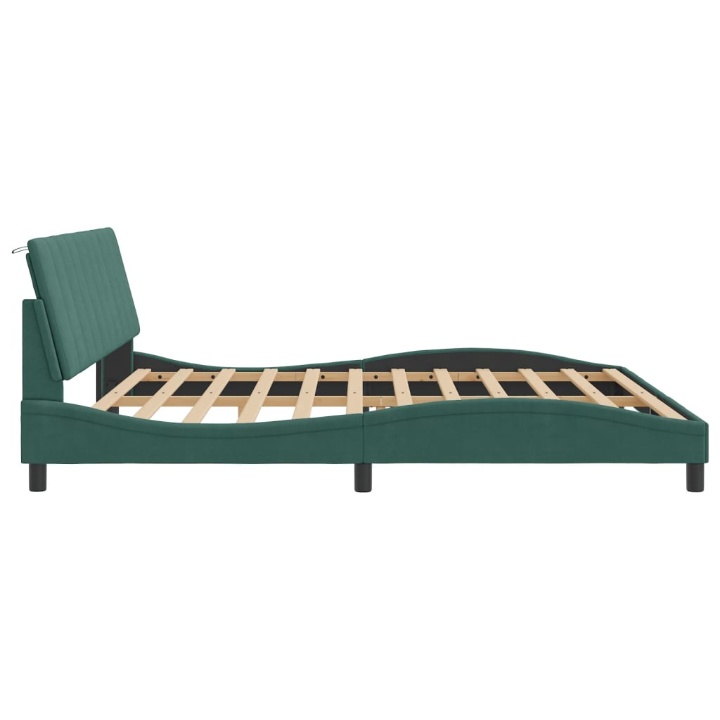 Estrutura de cama c/ cabeceira 200x200 cm veludo verde-escuro