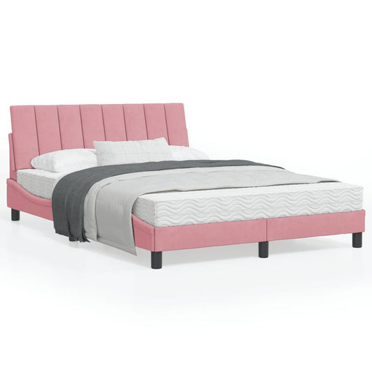 Estrutura de cama c/ luzes LED 120x200 cm veludo rosa