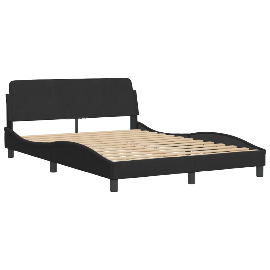 Estrutura de cama c/ luzes LED 140x190 cm veludo preto