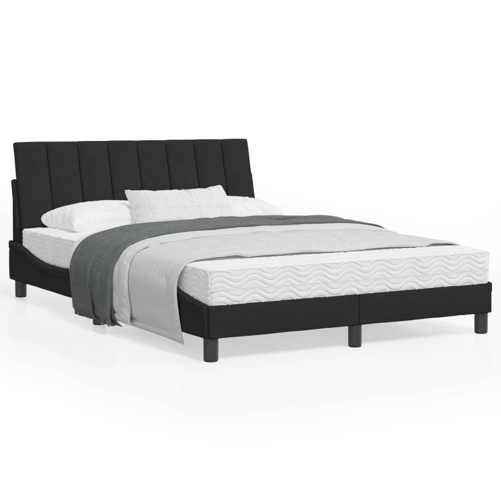 Estrutura de cama c/ luzes LED 140x190 cm veludo preto