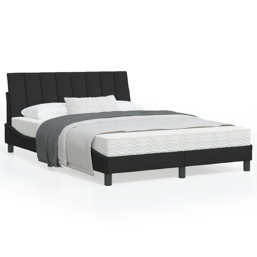 Estrutura de cama c/ luzes LED 140x200 cm veludo preto