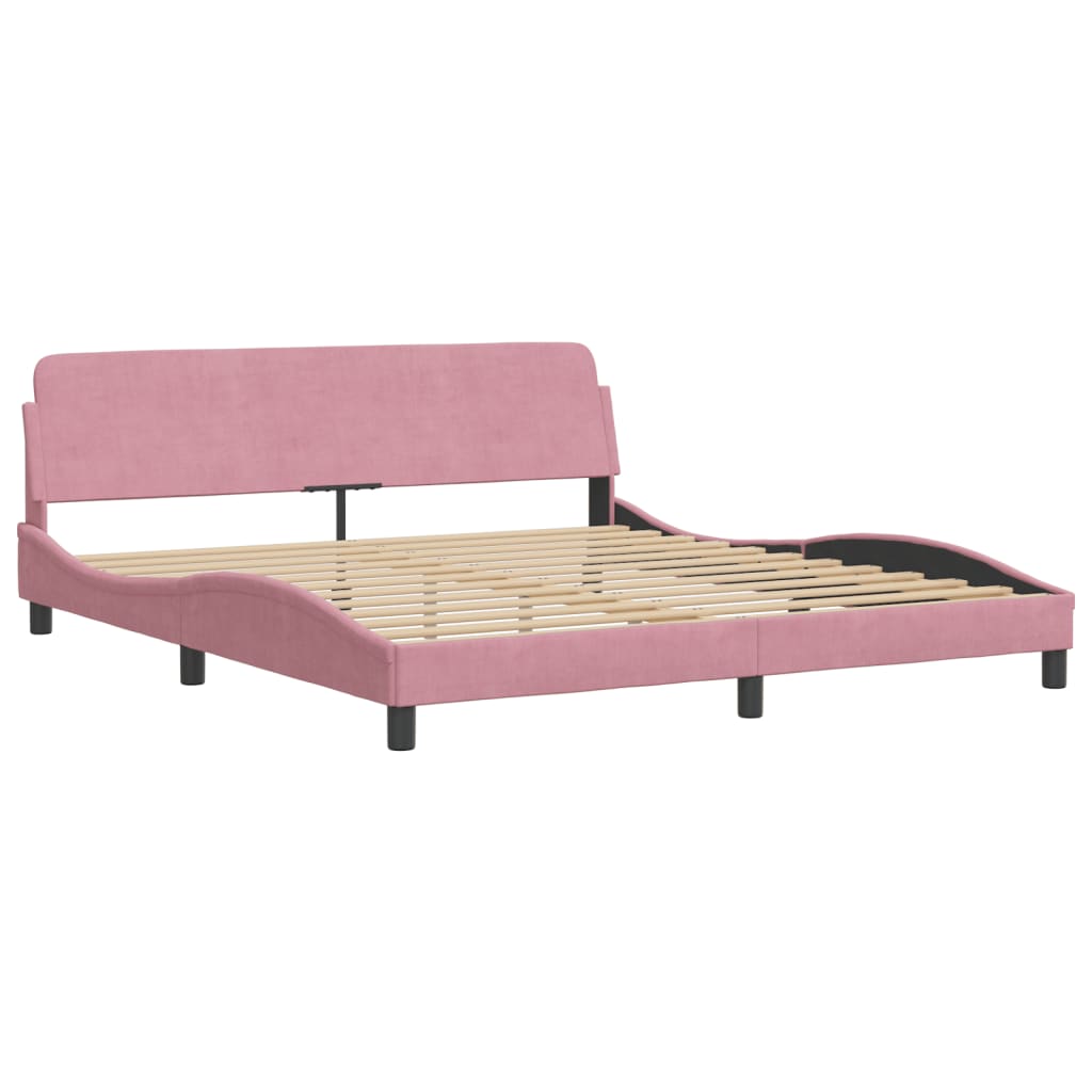 Estrutura de cama c/ luzes LED 180x200 cm veludo rosa