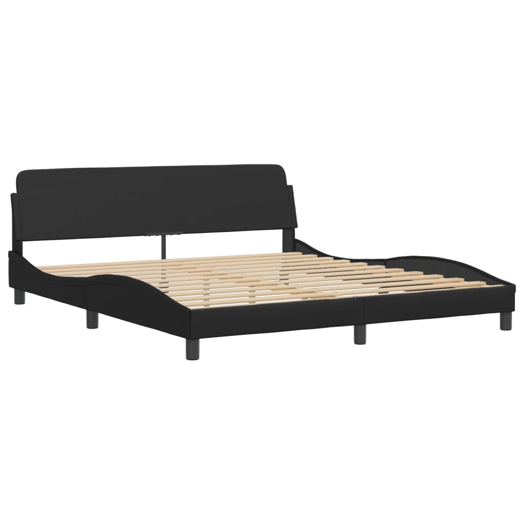 Estrutura de cama c/ luzes LED 180x200cm couro artificial preto