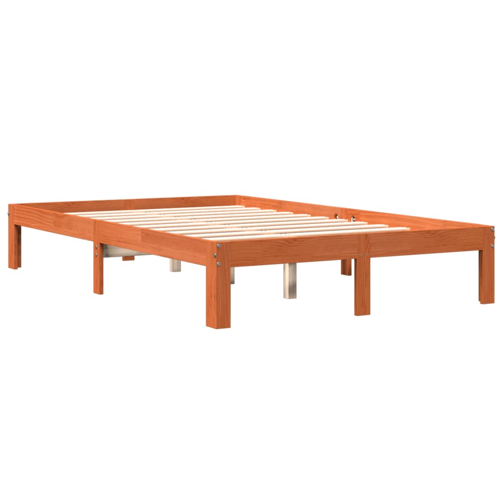 Estrutura de cama 120x200 cm madeira pinho maciça castanho cera