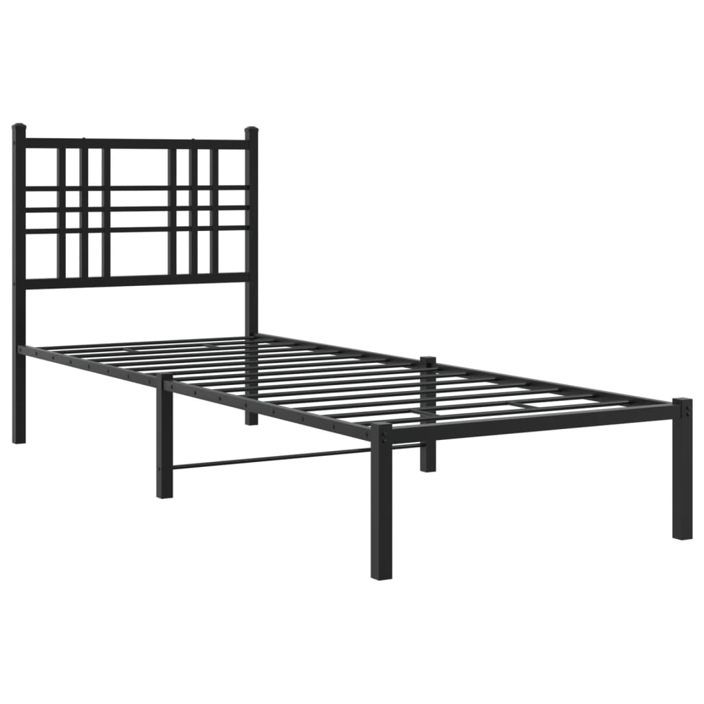 Estrutura de cama com cabeceira 75x190 cm metal preto