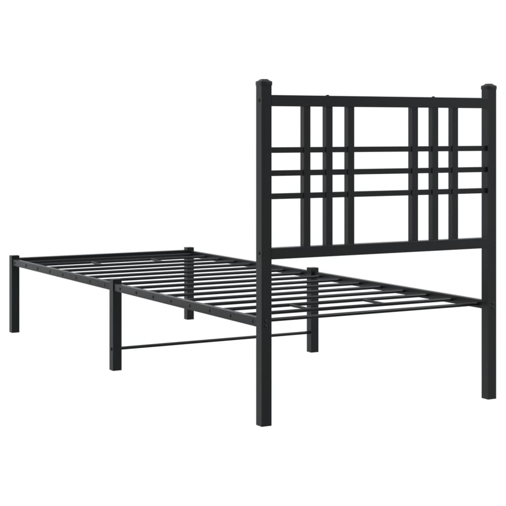 Estrutura de cama com cabeceira 75x190 cm metal preto