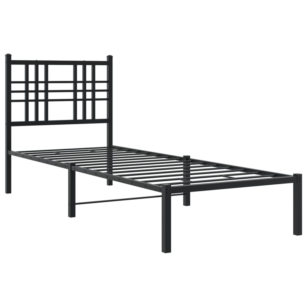 Estrutura de cama com cabeceira 80x200 cm metal preto