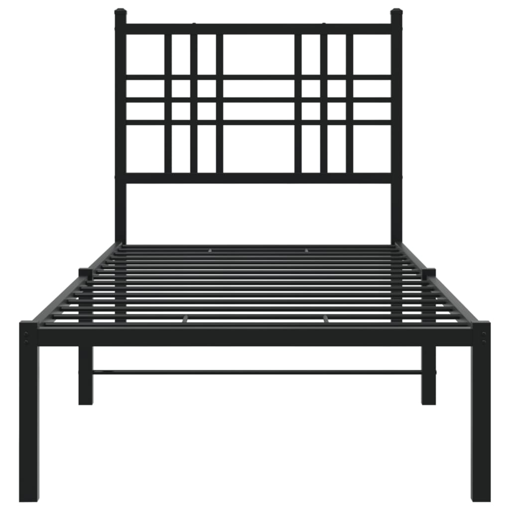 Estrutura de cama com cabeceira 80x200 cm metal preto