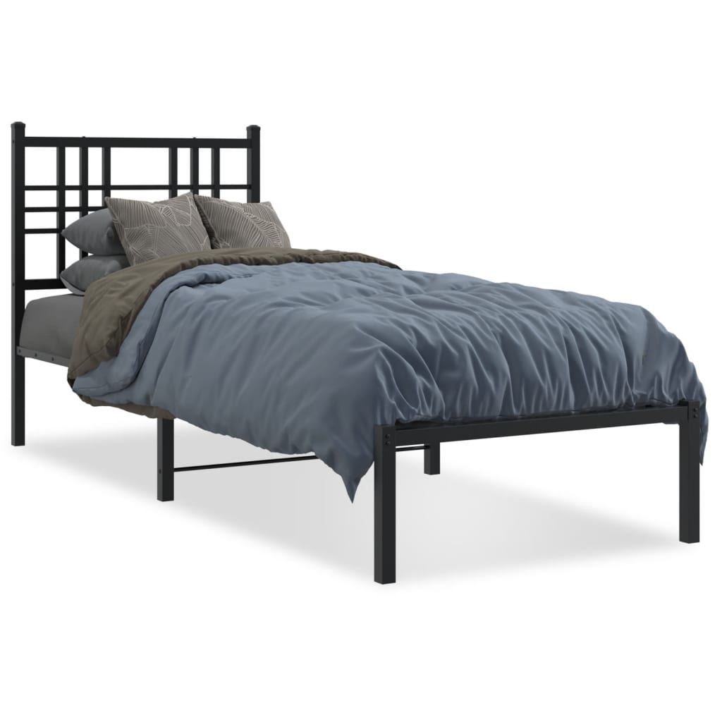 Estrutura de cama com cabeceira 80x200 cm metal preto