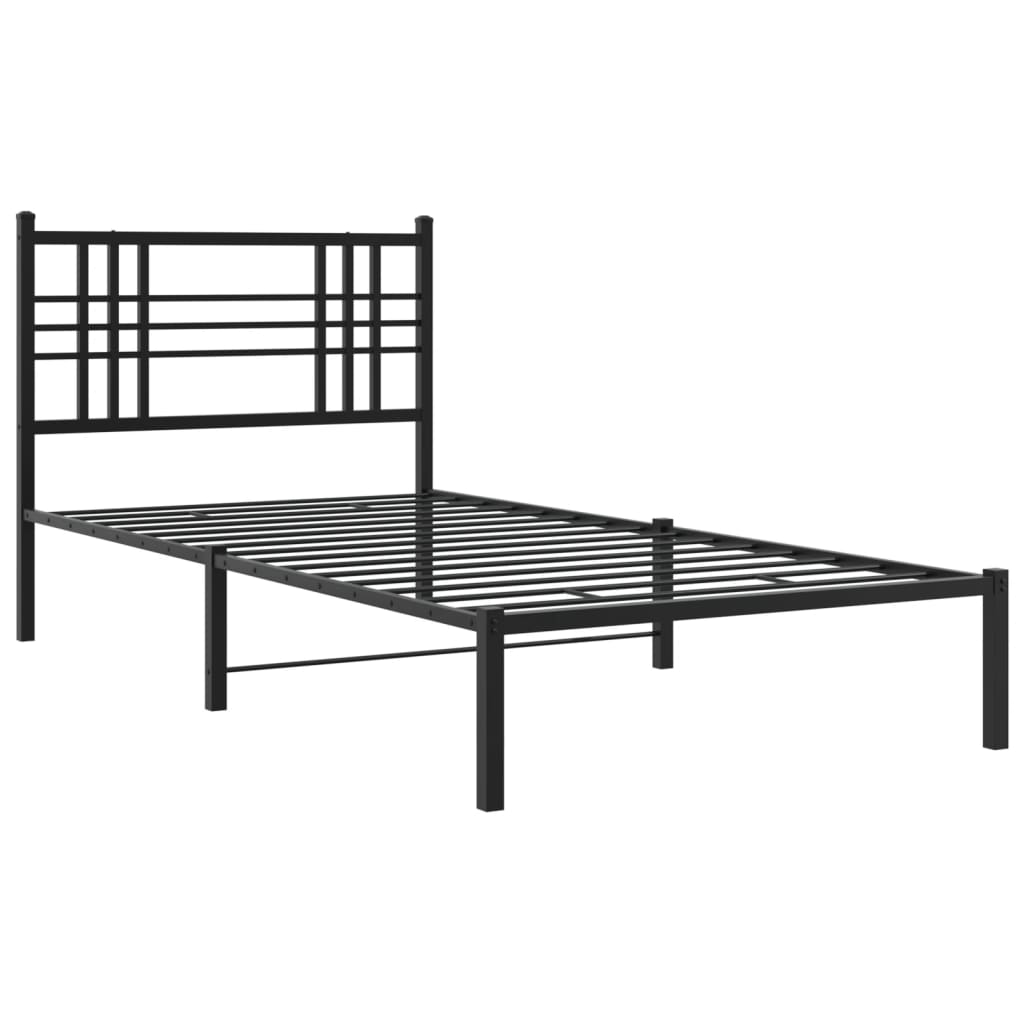 Estrutura de cama com cabeceira 90x190 cm metal preto