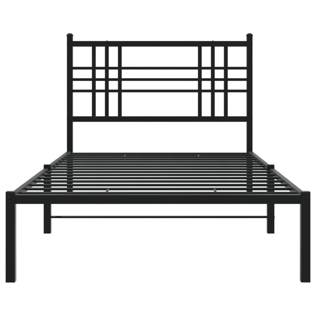 Estrutura de cama com cabeceira 90x190 cm metal preto