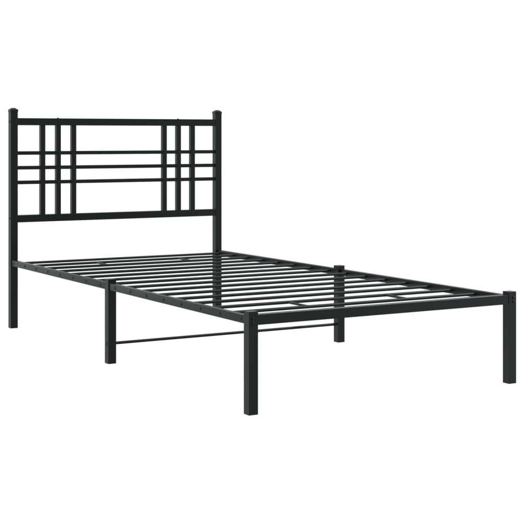 Estrutura de cama com cabeceira 90x200 cm metal preto