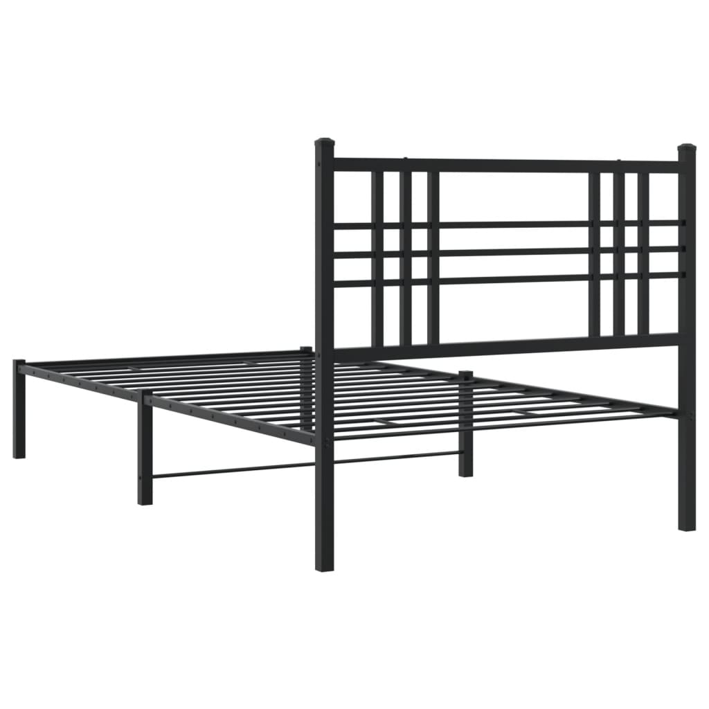 Estrutura de cama com cabeceira 90x200 cm metal preto