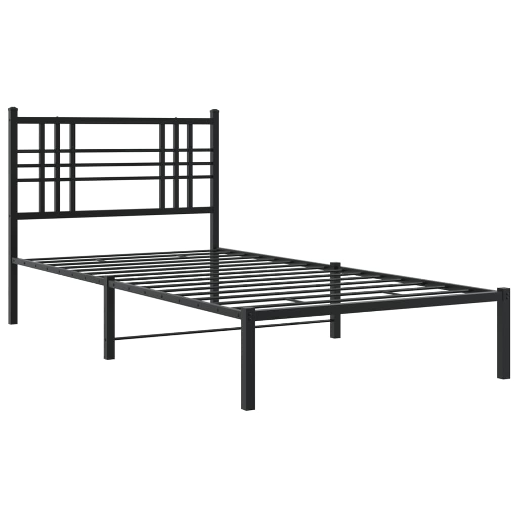 Estrutura de cama com cabeceira 100x190 cm metal preto