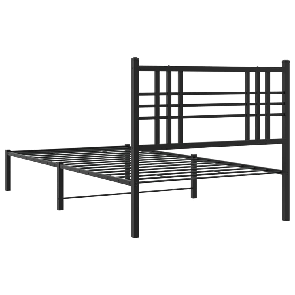 Estrutura de cama com cabeceira 100x190 cm metal preto