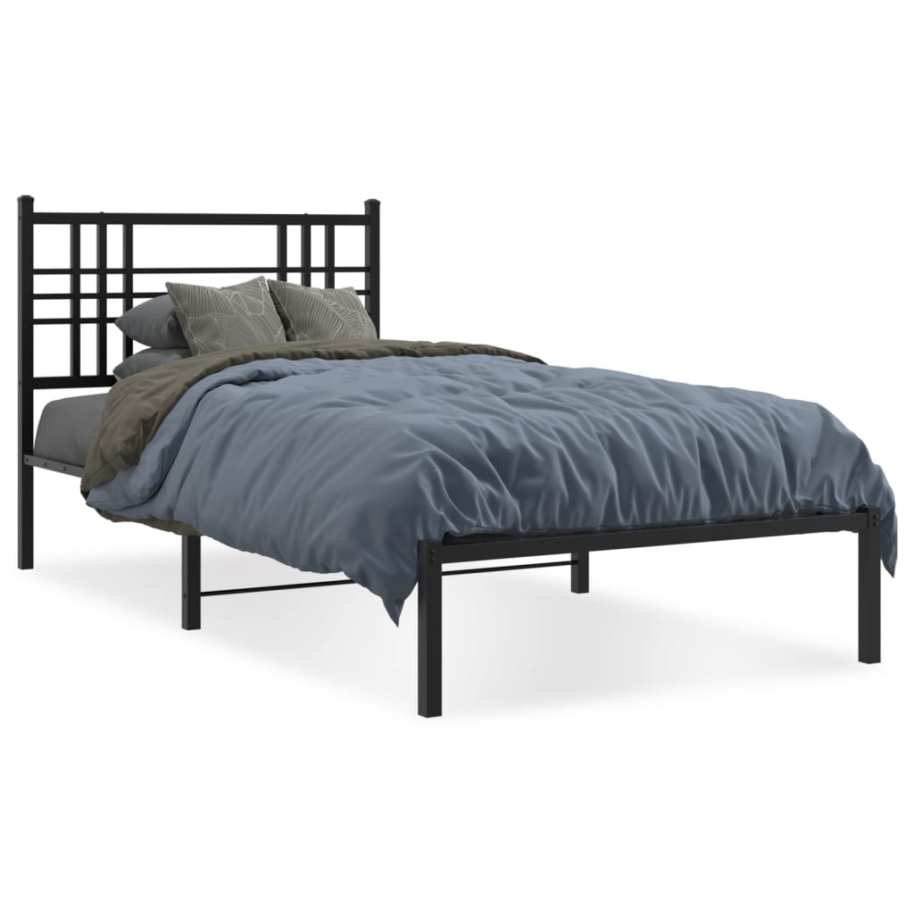 Estrutura de cama com cabeceira 100x190 cm metal preto