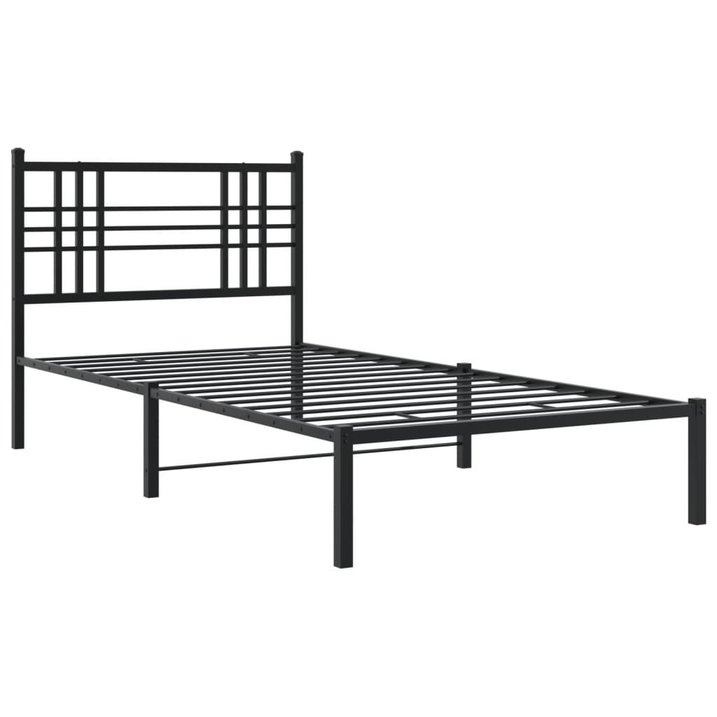 Estrutura de cama com cabeceira 100x200 cm metal preto