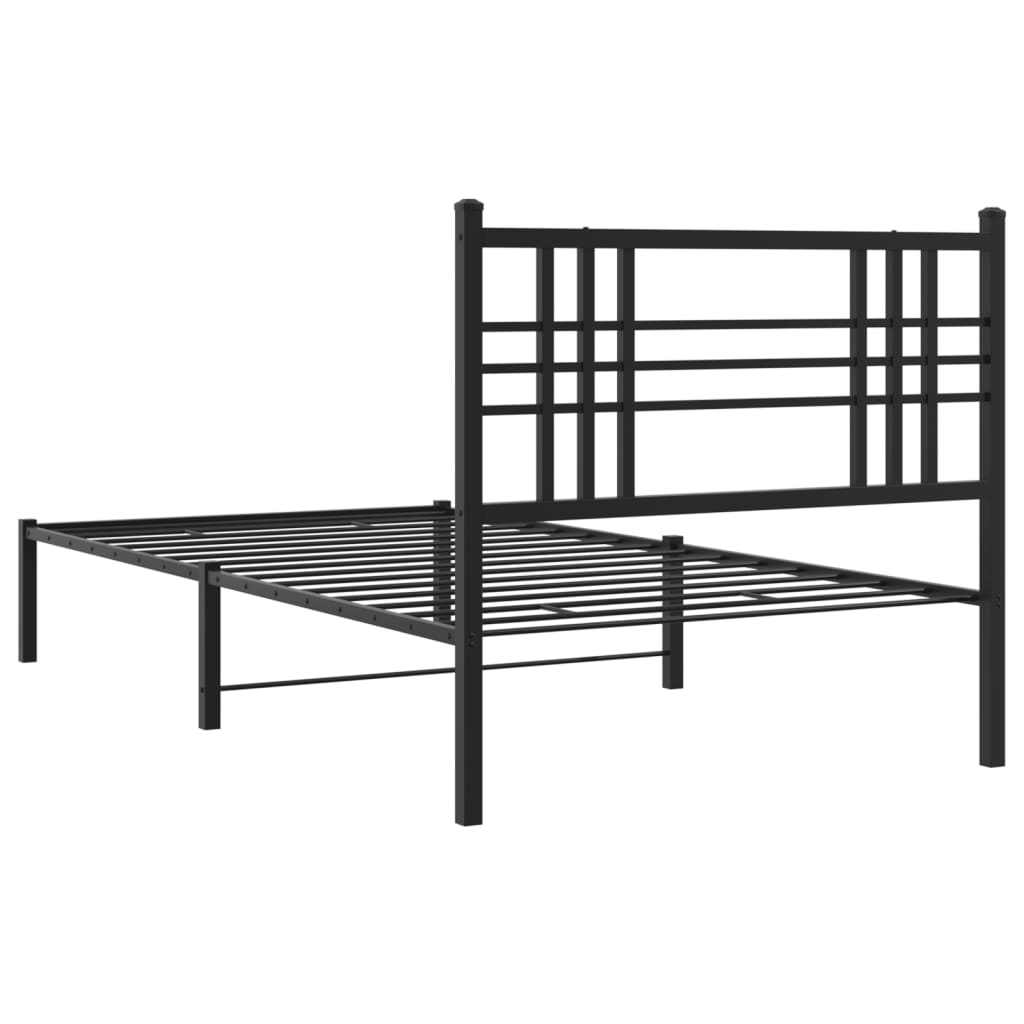 Estrutura de cama com cabeceira 100x200 cm metal preto