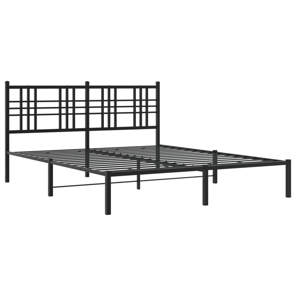 Estrutura de cama em metal com cabeceira 150x200 cm preto