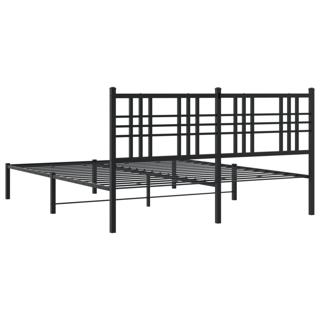 Estrutura de cama com cabeceira 160x200 cm metal preto