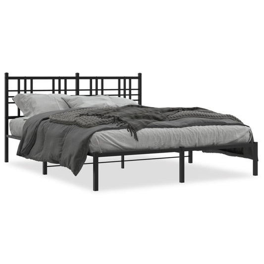 Estrutura de cama com cabeceira 160x200 cm metal preto