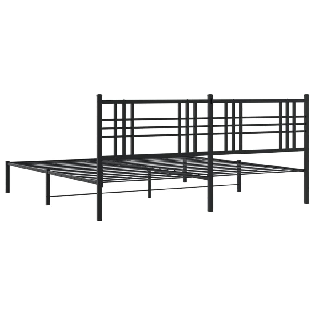 Estrutura de cama em metal com cabeceira 180x200 cm preto