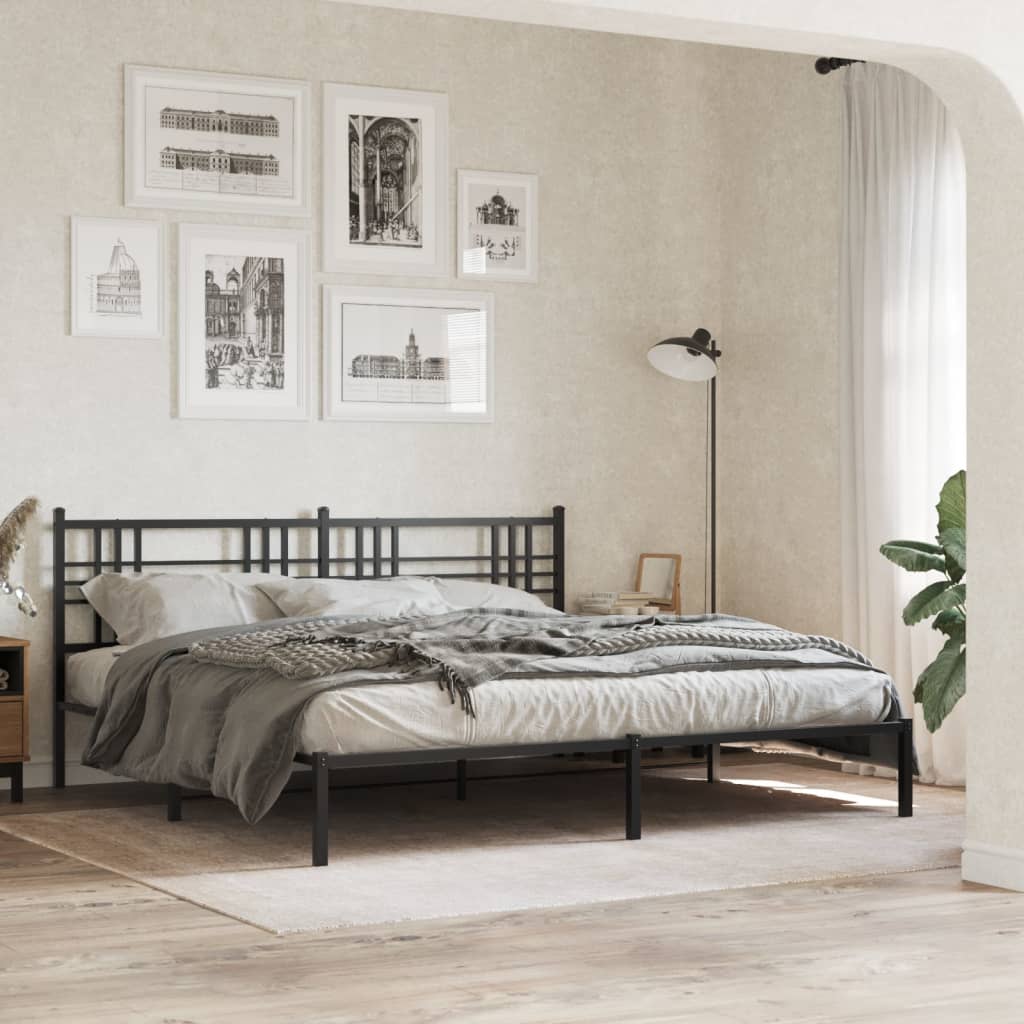 Estrutura de cama com cabeceira 193x203 cm metal preto