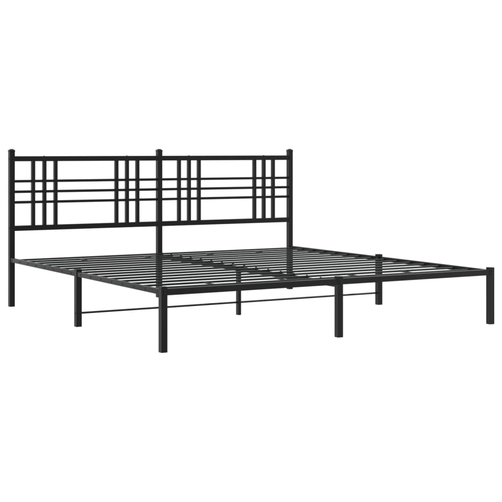 Estrutura de cama com cabeceira 200x200 cm metal preto