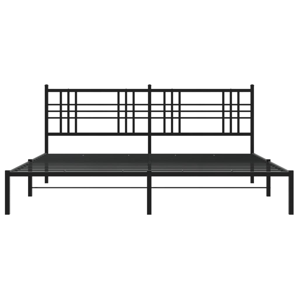 Estrutura de cama com cabeceira 200x200 cm metal preto