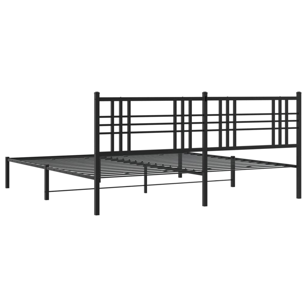 Estrutura de cama com cabeceira 200x200 cm metal preto