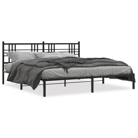 Estrutura de cama com cabeceira 200x200 cm metal preto