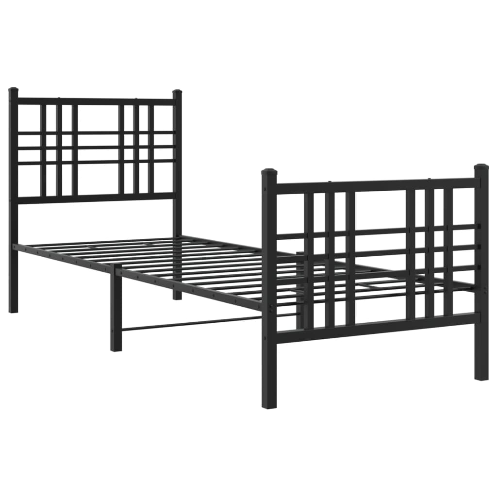 Estrutura de cama com cabeceira e pés 80x200 cm metal preto